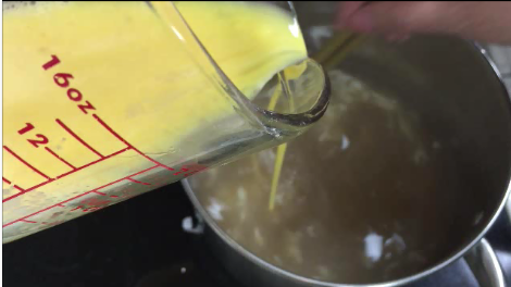 Egg Drop Soup (dripping eggs into soup)